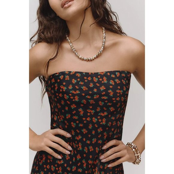 Anthropologie The Tilda Slip Dress Strawberry Print Bias Cut M - Picture 4 of 8